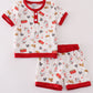 Red The Lord'S Chicken Print Boy Pajamas Set