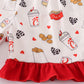 Red The Lord'S Chicken Print Girl Pajamas Set