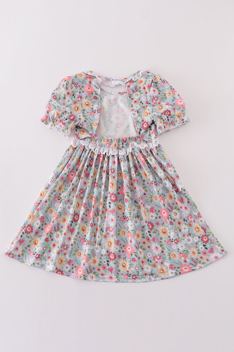 Green Daisy Print Mom&Me Dress