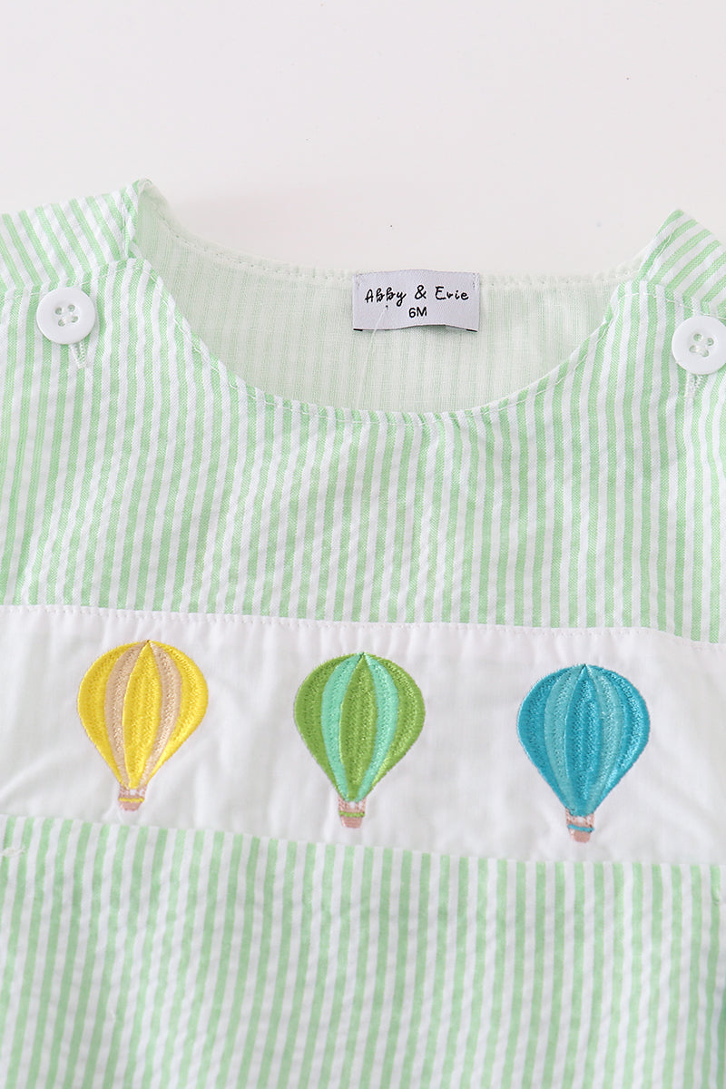 Mint Seersucker Hot Air Balloon Embroidery Boy Jonjon