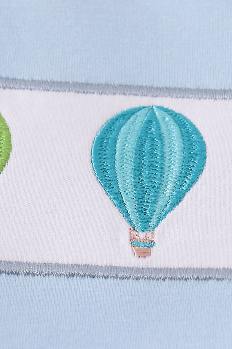 Blue Hot Air Balloon Embroidery Boy Set