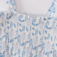 Blue Porcelain Petals Print Smocked Mom&Me Dress