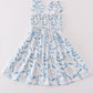 Blue Porcelain Petals Print Smocked Mom&Me Dress