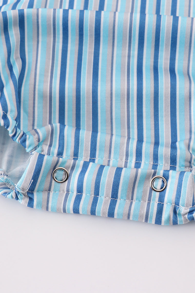 Blue Stripe Marine Embroidery Boy Bubble