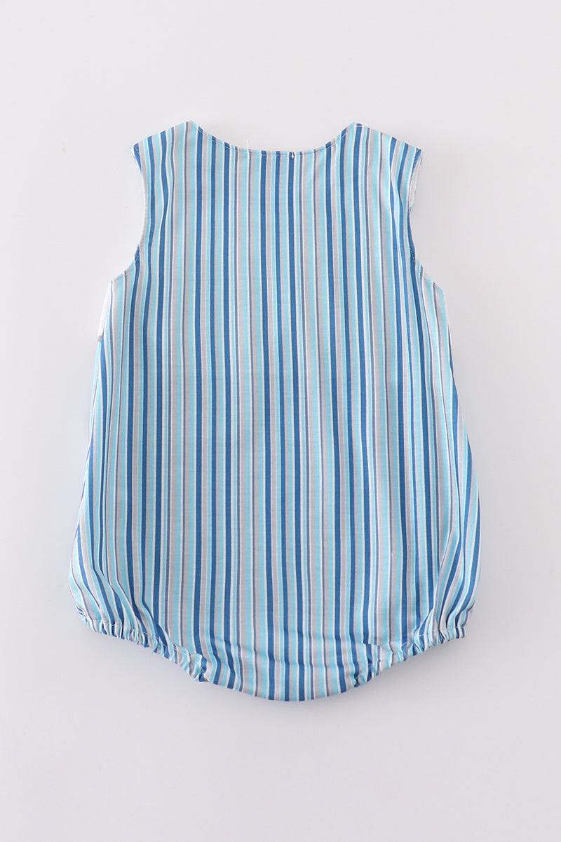 Blue Stripe Marine Embroidery Boy Bubble