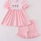 Pink Easter Cross Embroidery Girl Set