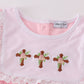 Pink Easter Cross Embroidery Girl Set