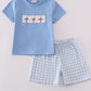 Blue Easter Cross Embroidery Boy Set