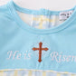 Yellow Plaid He is Risen Embroidery Boy Romper