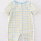 Yellow Plaid He is Risen Embroidery Boy Romper