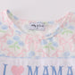 Blue  I Love Mama Embroidery Girl Set