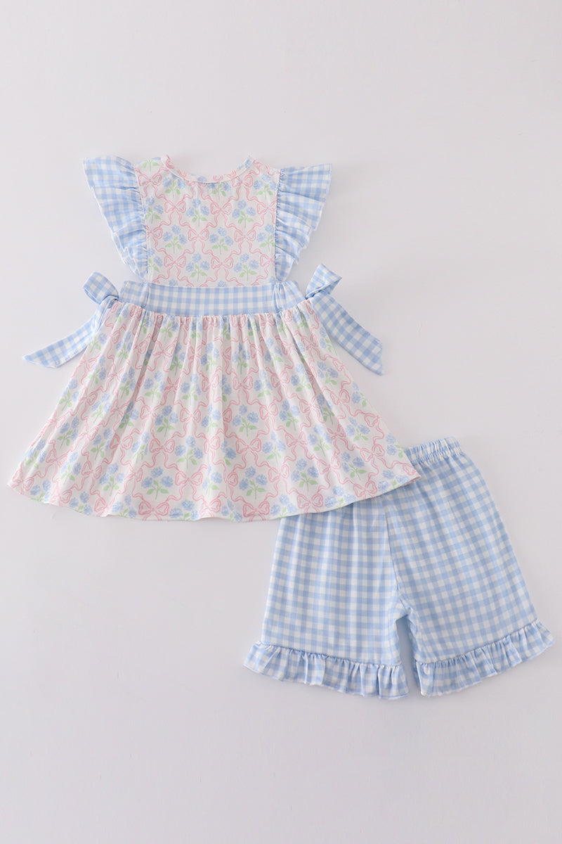 Blue  I Love Mama Embroidery Girl Set