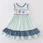 Blue Marine Creature Embroidery Girl Dress