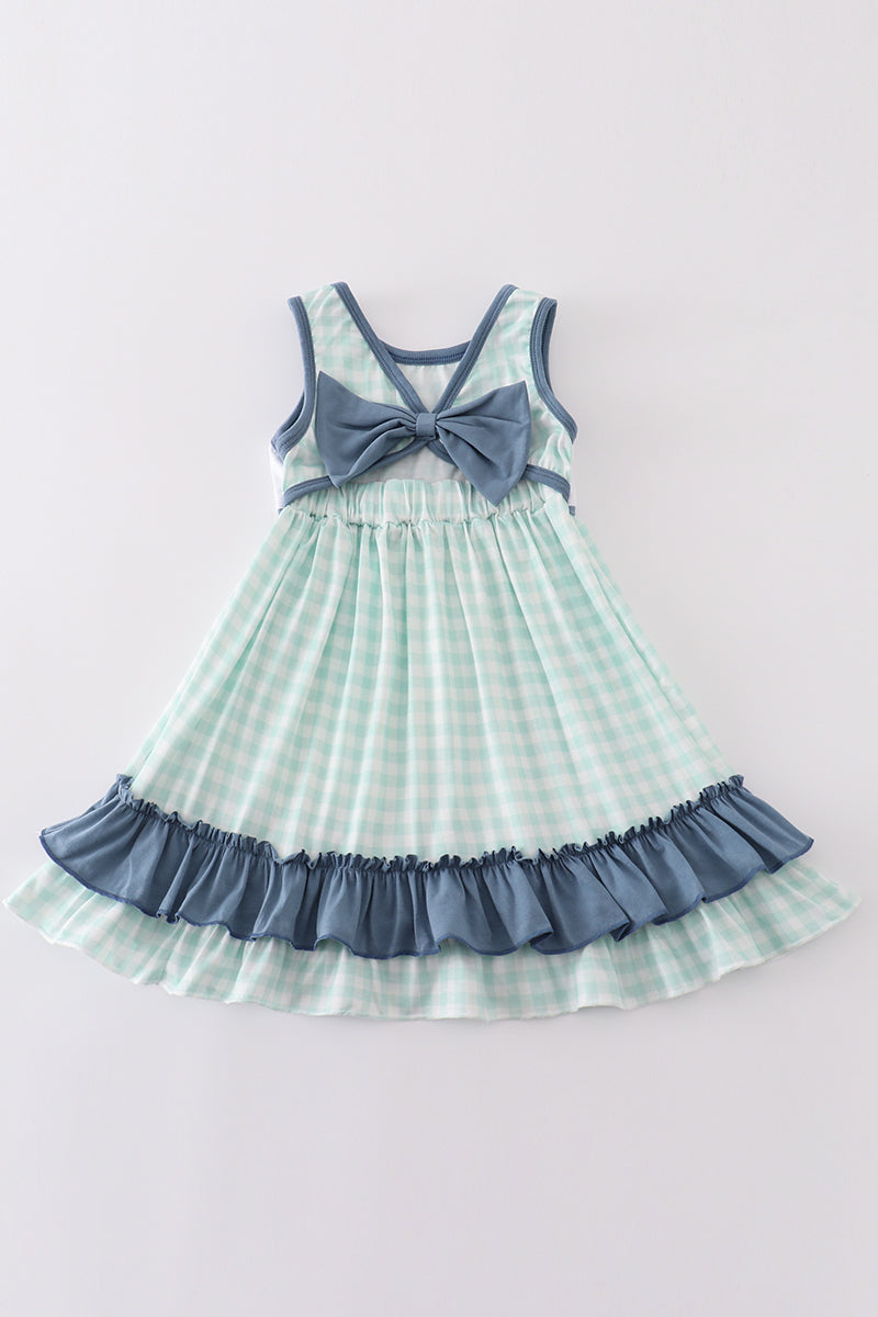 Blue Marine Creature Embroidery Girl Dress