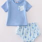 Blue Sailboat Print Boy Bloomer Set