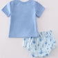 Blue Sailboat Print Boy Bloomer Set