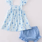 Blue Sailboat Print Girl  Bloomer Set