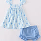 Blue Sailboat Print Girl  Bloomer Set