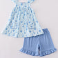 Blue Sailboat Print Girl Set