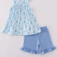 Blue Sailboat Print Girl Set