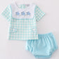 Leopard Bunny Embroidery Boy Bloomer Set