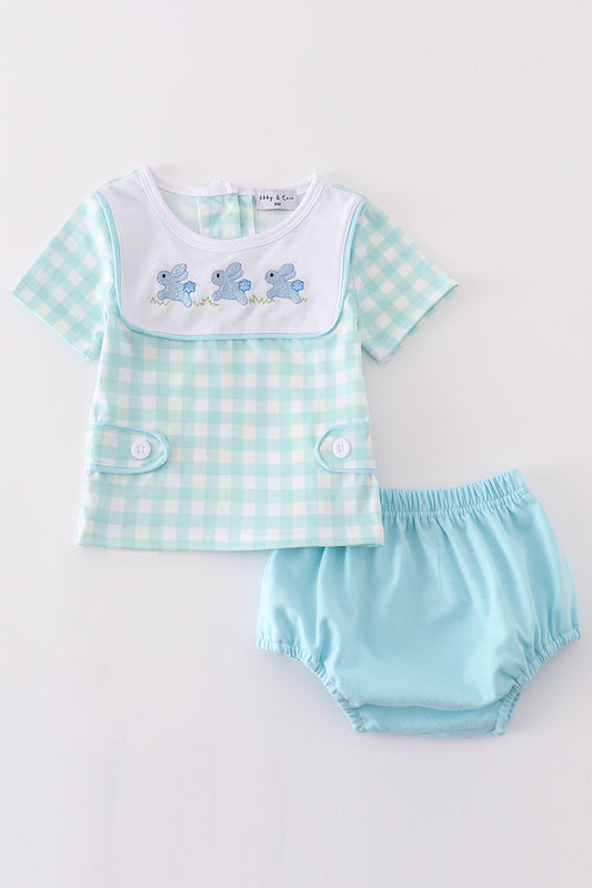 Leopard Bunny Embroidery Boy Bloomer Set