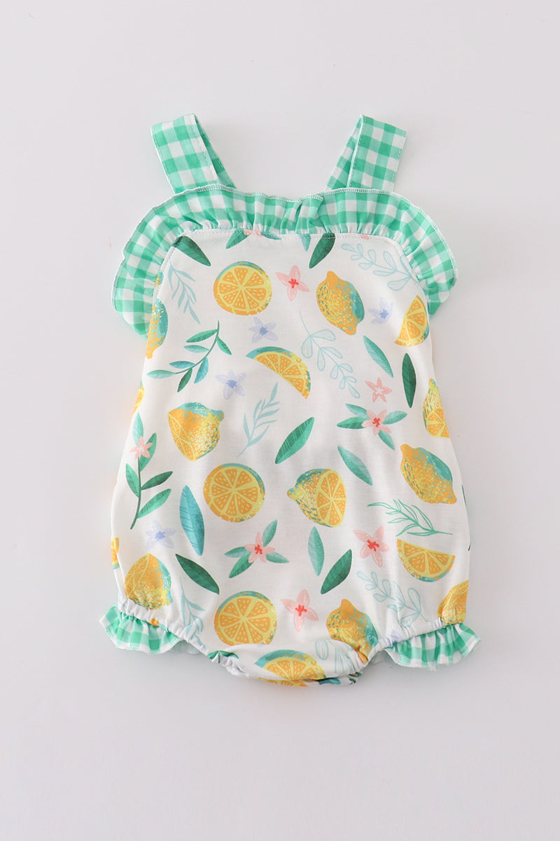 Green Lemon Print Girl Bubble