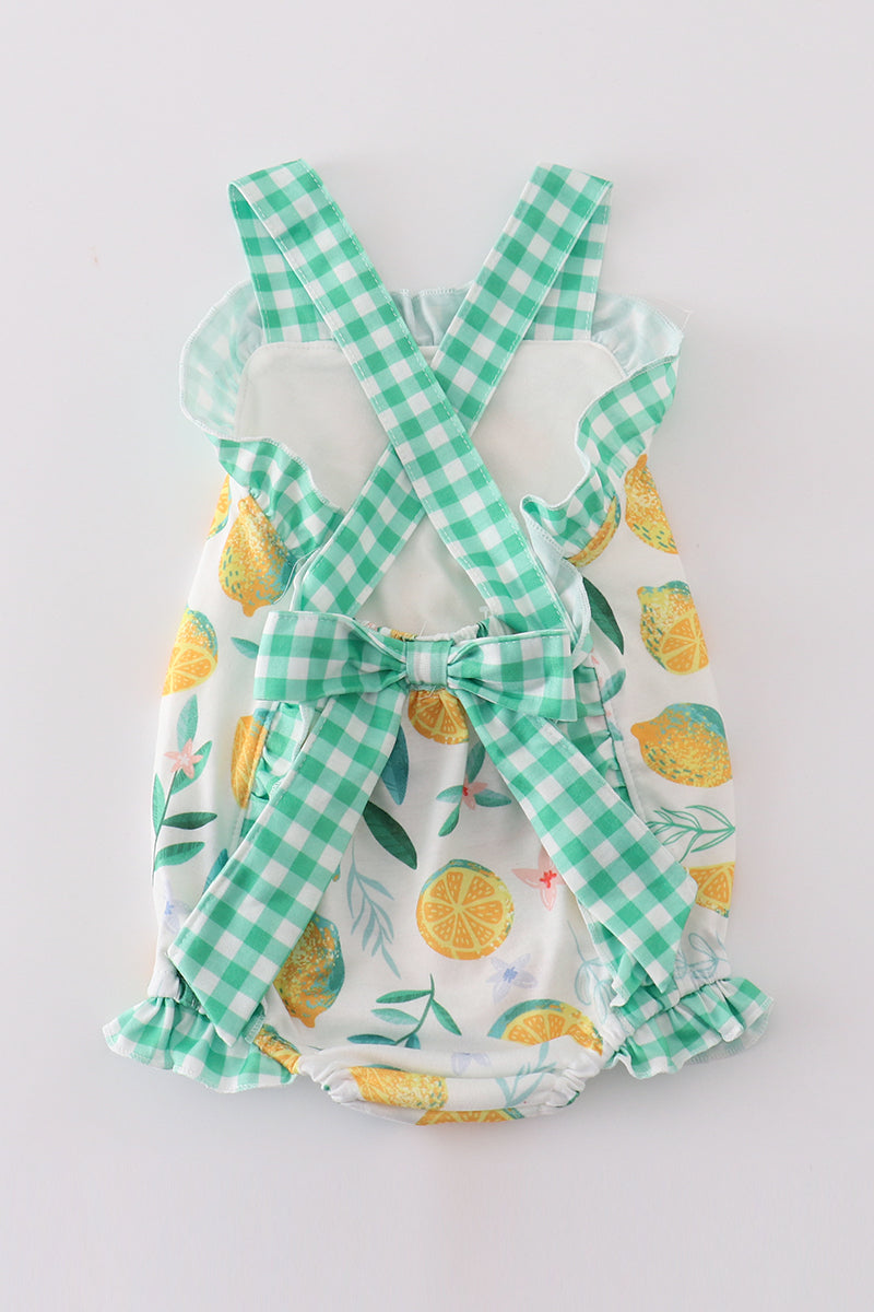 Green Lemon Print Girl Bubble