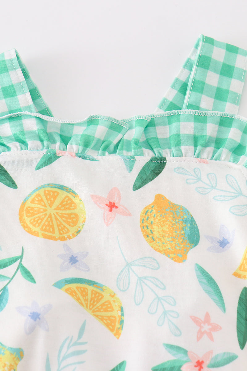 Green Lemon Print Girl Bubble