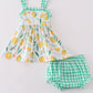 Green Lemon Print Girl Bloomer Set