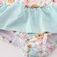 Minty Floral Bloom Print 2pc Girl Long Sleeve Swimsuit