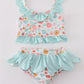 Minty Floral Bloom Print 2pc Girl Swimsuit