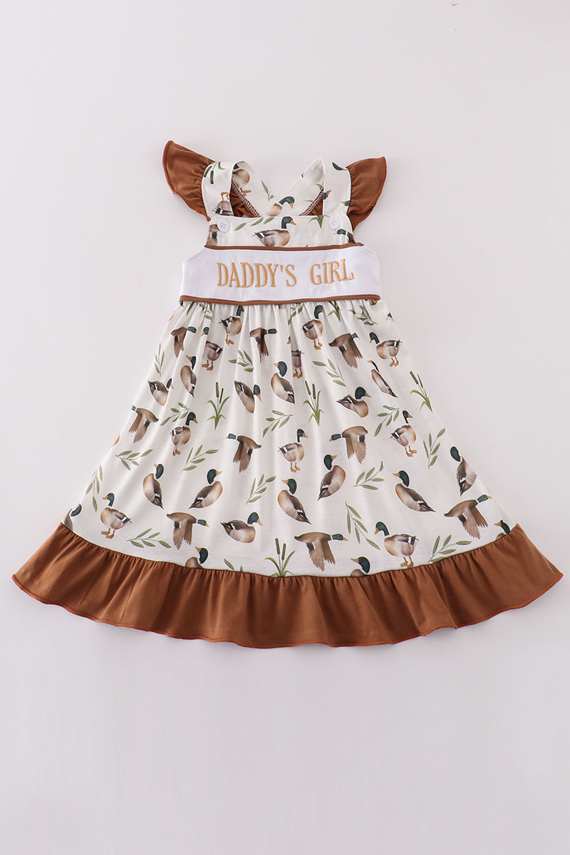 Khaki Duck Daddy's Girl Embroidery Dress