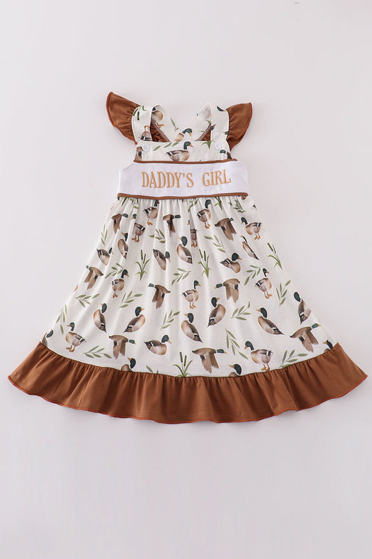 Khaki Duck Daddy's Girl Embroidery Dress