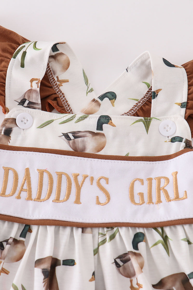 Khaki Duck Daddy's Girl Embroidery Dress