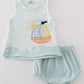 Blue Stripe Sailboat Boy Bloomer Set