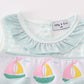 Blue Stripe Sailboat Embroidery Girl Bubble