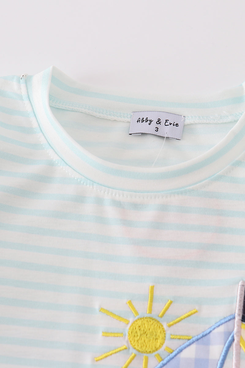 Blue Stripe Sailboat Boy Set