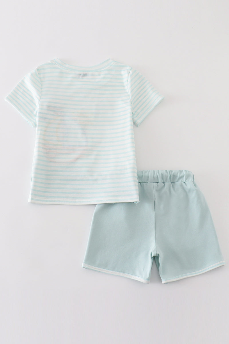 Blue Stripe Sailboat Boy Set