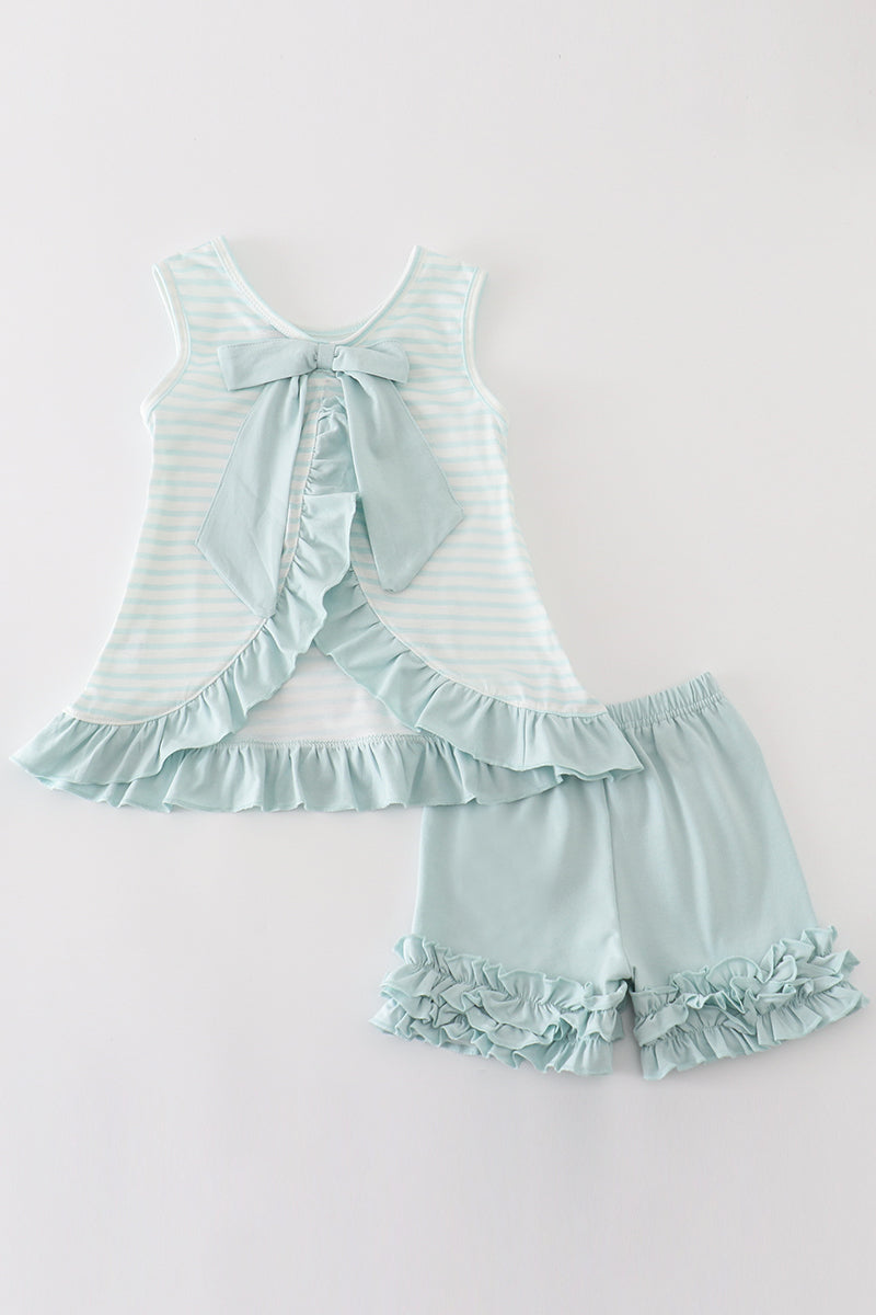 Blue Stripe Sailboat Girl Set