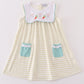 Easter Stripe Bunny Embroidery Girl Dress