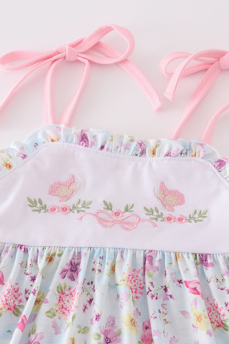 Butterfly Floral Embroidery Girl Set