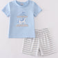 Blue Carousel Applique Boy Set