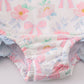 Pink Floral Bow Print Long Sleeve Girl Swimsuit