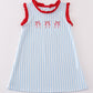 Blue Stripe Baseball Embroidery Girl Dress