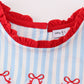 Blue Stripe Baseball Embroidery Girl Dress