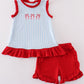 Blue Stripe Baseball Embroidery Girl Set