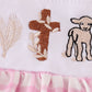 Pink Easter Cross Sheep Embroidery Dress