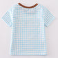 Blue Easter Cross Sheep Embroidery Boy Top