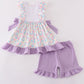 Purple Easter Bunny French Knot Girl Set